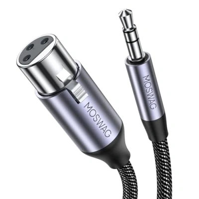 Bild av MOSWAG 3,5 mm hane till XLR hona, professionell kabel, mikrofonkabel för mikrofoner, förstärkare, hi fi mixpanel, inspelningsstudio, 3 stifts balanserad, 2 m