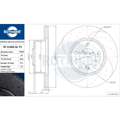 Bild av ROTINGER Bromsskiva RT 21402 GL T5 BMW [1, 3, 4]