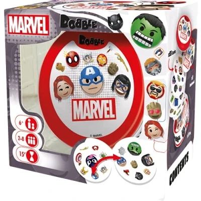 Bild av Asmodee Dobble Marvel Emoji Kortspel Åldrar 6+ 2 8 spelare 15 minuters speltid