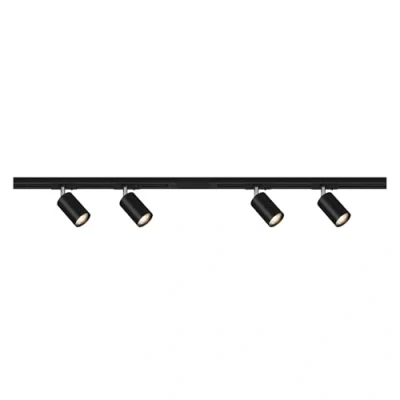 Bild av BRILONER Starterset skensystem, 4 x GU10 svängbara spotlights, takskensystem, takspotlight, taklampa, spotlight, 1,5 m, svart