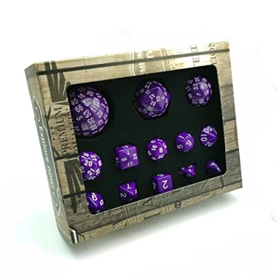 Bild av Bescon komplett polyhedral RPG dice set 13 st D3 D100, 100 sidor solid lila
