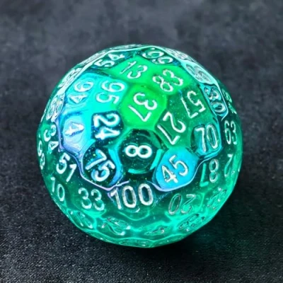 Bild av Bescon bländande grön 100 sidig tärning, speltärning D100, polyhedral solid sidor tärning 45 mm i diameter (4,6 cm)