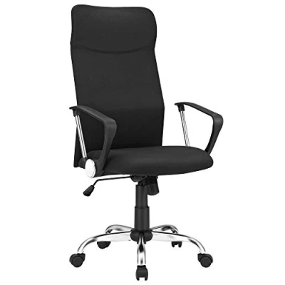 Bild av SONGMICS Kontorsstol, ergonomisk stol för mötesrum, svängbar sits, vadderad justerbar i höjd och lutning, lastkapacitet 120 kg, svart OBN034B01
