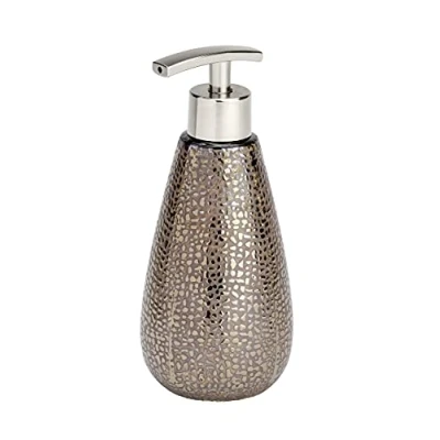 Bild av WENKO Tvåldispenser Marrakesh, påfyllningsbar dispenser för ca 400 ml flytande tvål av högkvalitativ keramik, försedd med en integrerad glansstruktur i orientalisk design, Ø 8 x 18,6 cm, brun