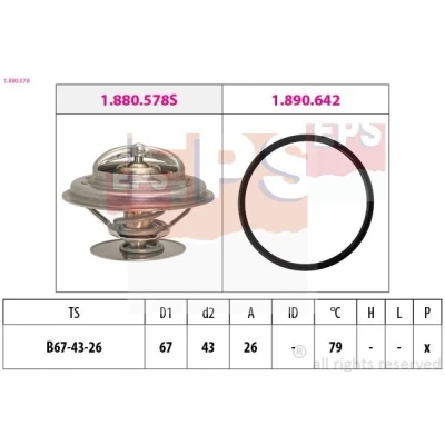 Bild av EPS 1.880.578 Thermostat d&#039;eau 79 67 Made in Italy OE Equivalent avec joint d&#039;étanchéite IVECO: Trakker