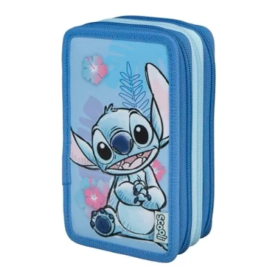 Bild av Scooli Tripledecker Stitch fyllt skolfodral med högkvalitativa pennor och tillbehör perfekt för skola, fritid på språng från 6 år