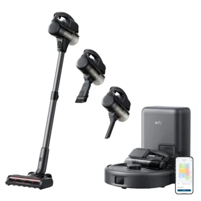 Bild av eufy Robotdammsugare 3 i 1 E20, Combination Design Stick Dammsugare, Automatisk tömning av alla enheter, Max. 30 000 Pa, 5 stegsfilter, snabbladdning, exakt hinderdetektering, perfekt för mattor