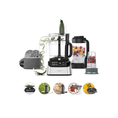 Bild av Kenwood MultiPro OneTouch FDM73.850SS, Multifunktionell Matberedare och Mixer med 13 Tillbehör, flera Hastigheter Puls funktion, Inbyggd Våg, Diskmaskinsäker, 1000W, Silver