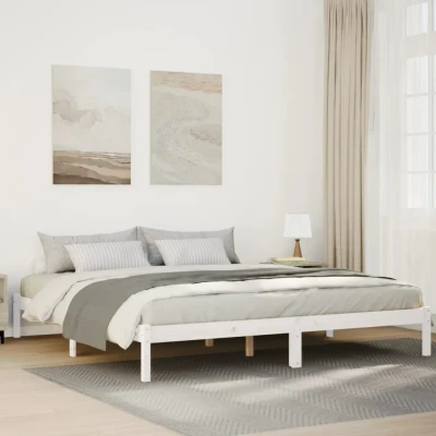 Bild av vidaXL sängram utan madrass extra lång vit 180x210 cm massiv furu, dubbelsäng, i trä, träsängar, dubbelsängar, träsäng