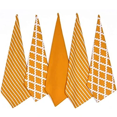 Bild av Penguin Home® 100% Ren Bomull Kökshandduk 5 Bit Set, Ockra