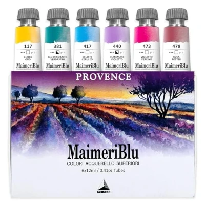 Bild av Maimeri BLU, konstakvareller, Provence set, Kartong, blandade färger, 6 stycken 12 ml, flerfärgad, ml