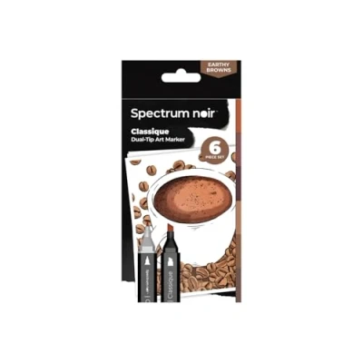 Bild av Crafter&#039;s Companion Spectrum Noir Classique Blend dubbel spets blandbar alkoholbaserad marköruppsättning paket med 6 jordnära bruna