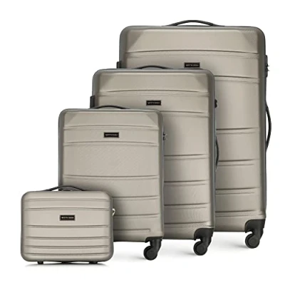 Bild av WITTCHEN Resväska 4 deligt set Rollande koffer Trolley Handbagage Hårdfodral i ABS med svänkbara hjul Kombinationslås Teleskopiskt handtag Globe Line Champagne