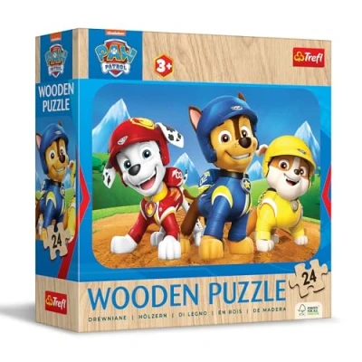 Bild av Trefl Träpussel: PAW Patrol, Det härliga hundteamet 24 bitar, Wooden Puzzle läggspel, Rundade kanter, Dekorativt mönster på baksidan, för barn från 3 år
