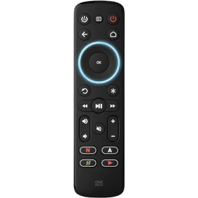 Bild av One For All Streamer Fjärrkontroll för Multimedialåda Kontroll av upp till 3 enheter Multimedialådor (Roku, Apple TV osv.), och Soundbarer Svart