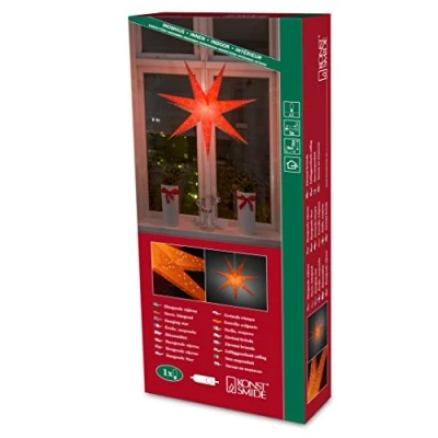 Bild av Konstsmide 2982 185 Julstjärna, LED (RGB) Orange belagd, med utskurna motiv, strömbrytare