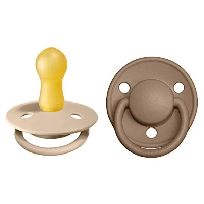 Bild av BIBS De Lux Napp 2 pack Latex Stl Rund, Vanilla/Dark Oak