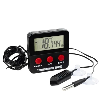 Bild av Digital reptiltermometer hygrometer med 2 fjärrsonder för att mäta fuktighet och temperatur idealisk vivariumtermometer också lämplig en orm eller ödla tank pålitliga reptiltillbehör