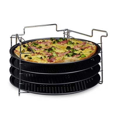 Bild av Relaxdays Set med 4 Pizzabrädor, Gjutjärn, Grå, 32.5 x 8.5 cm