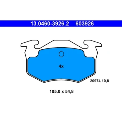 Bild av ATE 13.0460 3926.2 Jeu de plaquettes frein non préparé pour indicateur d&#039;usure, contact signal d&#039;usure exclu RENAULT: CLIO 2