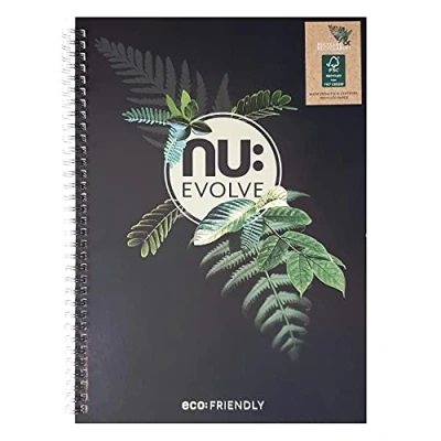 Bild av Nu Notebooks Evolve Range återvunnen anteckningsbok A4 trådbunden skrivmaterial anteckningsböcker professionellt anteckningsblock 120 sidor
