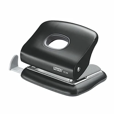 Bild av Rapid 23721800 små hål (20 ark, anslagskena med formatförval, metall, FC20, blisterförpackning) svart