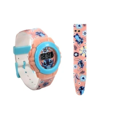 Bild av My sweety pop Digital klocka för barn skola dagis semester presentidé justerbart armband, Stitch beige/blå