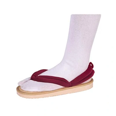 Bild av QYIFIRST Kimetsu no Yaiba Tanjiro Kamado Cosplay Clogs skor tofflor sandaler för kostym rött vin herr dam 43 (inuti längd 26 cm)