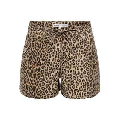 Bild av ONLY Onlnaomi string AOP shorts OTW, Rostad kokosnöt, S
