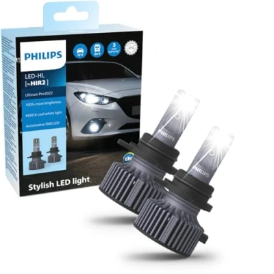 Bild av Philips Ultinon Pro3022 LED strålkastarlampa för bil (HIR2) +100% kallt vitt ljus vid 6 000 K, 2 st