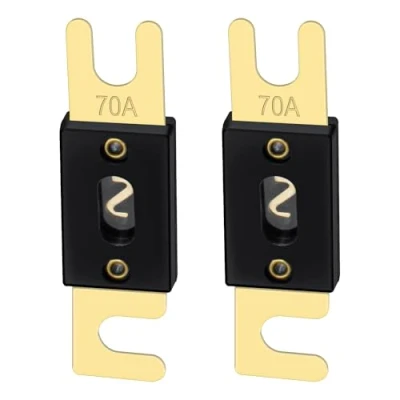 Bild av Heschen ANL Fuse 70 Amp för bilfordon ljudsystemblad guldton och svart 2 pack