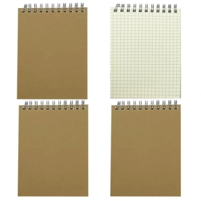 Bild av JOYISEN A6 spiralanteckningsblock, 4 stycken, små anteckningsböcker, rutig, 80 ark/160 sidor, anteckningsbok, dagbok, skrivblock, ritblock för kontor och skola (beige)