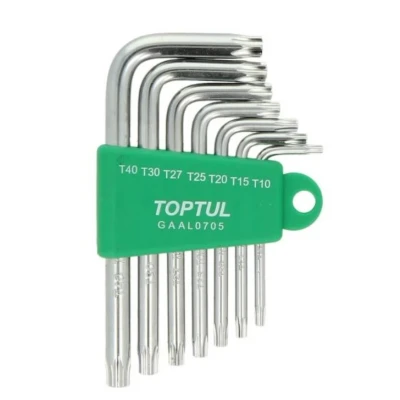 Bild av TOPTUL GAAL0705 Ensemble de tournevis coudés T10, T15, T20, T25, T27, T30, T40 Acier chrome vanadium 7