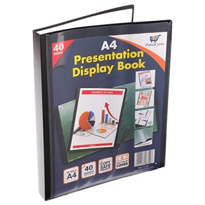 Bild av A4 Display Book Certifikatmapp 40 fickor visningsmappar med plastfickor presentationsmapp plasthylsor Polly fickmapp (A4 storlek 80 visningar 12 visningsböcker)
