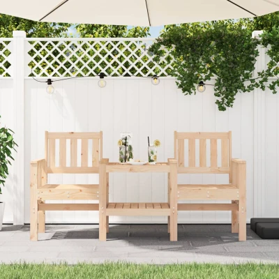 Bild av Trädgårdsbänk med bord 2 sits massiv furu