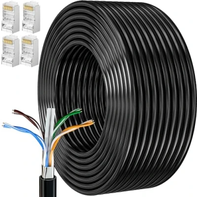 Bild av 20m Lan Kabel Läggningskabel Nätverkskabel Vit Lång 20 Meter Installationskabel Patchkabel Cat 6 Ethernet FTP 23AWG Skärmad Rj45 Internetkabel