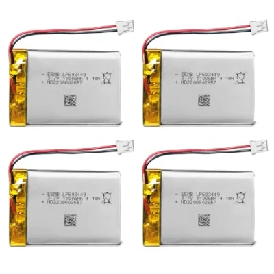 Bild av 4 st EEMB litiumpolymerbatteri, 3,7 V, 1 100 mAh, 603449, uppladdningsbart lipobatteri med JST kontakt VXI Blue Parrott kontrollera polariteten på utrustningen och kontakten innan du köper