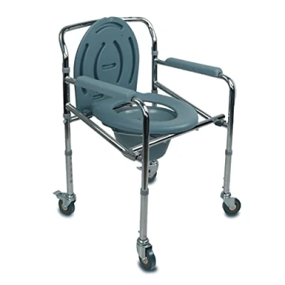 Bild av Mobiclinic, Muelle, Stol med toalett, toalettstol för handikappade, äldre och handikappade hjul, fällbar pottstol, armstöd, ergonomiskt säte, halkskydd