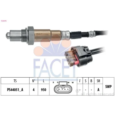 Bild av FACET 10.8376 Sonde lambda chauffé, planaire, Filetage prégraissé FORD: KUGA 2