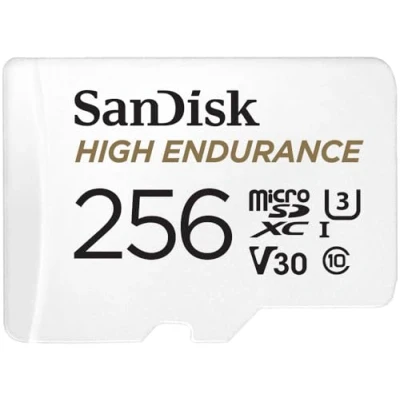 Bild av SanDisk 256GB High Endurance microSDXC card for IP cams &amp; dash + SD adapter up to 20,000 Hours Full HD / 4K videos 100 MB/s UHS I Class 10 U3 V30