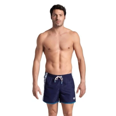 Bild av ARENA Men&#039;s Team Stripe Beach Shorts för män, Marinblå Kosmo vit, XL