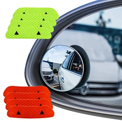 Bild av Senven döda vinkelspeglar (4 st) reflekterande dekal (8 st.), vattentät, 360 vridbar konvex backspegel för universalfordon, rund vidvinkelspegel av HD glas 12 pack