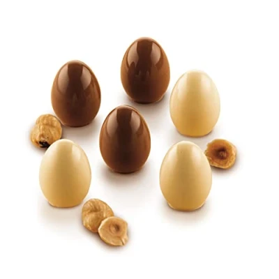 Bild av silikomart CHOCO EGG chokladform, non stick silikonform, 15 choklad, 1 pack kakform, lätt choc, Ø 23 mm, h 30 volym 120 ml, tillverkad i Italien