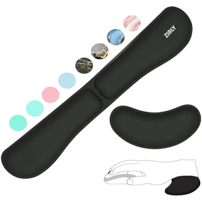 Bild av ZIBLY Handledsstöd tangentbord och mus set halkfri ergonomisk handledskudde stöddyna enkel skrivning, smärtlindring premium silkeslen gel minnesskum för arbete från hem spel dator bärbar