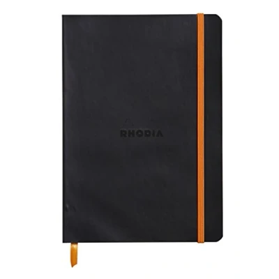 Bild av Rhodia 117402C anteckningsbok (med mjukt kuvert, linjerat, 80 ark, DIN A5, 14,8 x 21 cm) 1 st svart