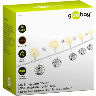 Bild av goobay 58117 10 LED polkagrisar ljuskedja, sockerstavar, Candy Cane julbelysning, varm vit ljus, timerfunktion, röd, vit, klar
