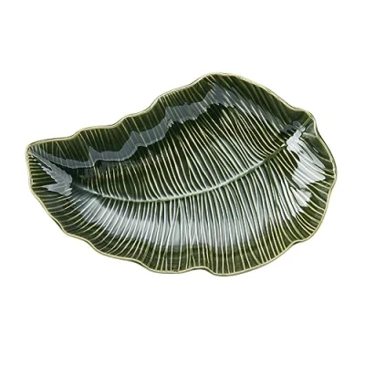 Bild av Mikasa Jardin stengods blad serveringsfat, unika gröna serveringsartiklar för underhållning, 31,5 cm diskmaskinssäker