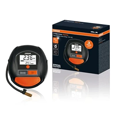 Bild av OSRAM TYREinflate RAPID, digital 12V kompressor, portabel autostopp, LED ljus, programmerbar, elektrisk kompressor för däck, anslutning till luttag, däckpumpning på 2 minuter