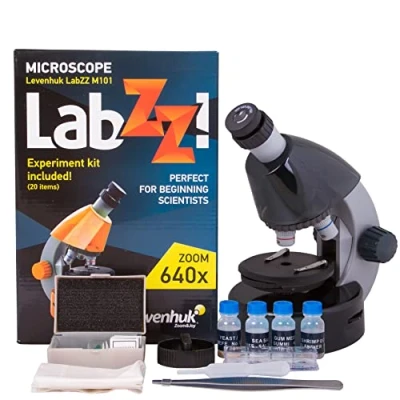 Bild av Levenhuk LabZZ M101 Moonstone 40x 640x Educational Kids Microscope for Science Beginners with STEM Kit, Guide on Home Lab Experiments, Prepared Samples, Useful Tools, and Gift Box, in 5 Colours (IT)