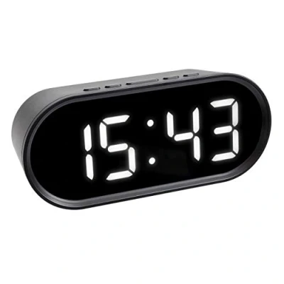 Bild av TFA Dostmann Digital väckarklocka med LED lampor, 60.2025.01, inklusive intern temperatur, justerbar snooze varaktighet, plast, 15cm x 6.5 cm, svart, 1 st